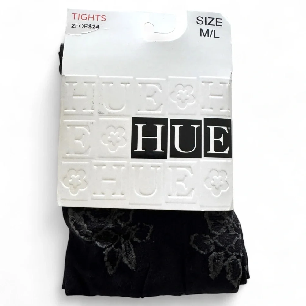 Hue Womens Single Rose Black‎ Tights with Control Top Size M/L